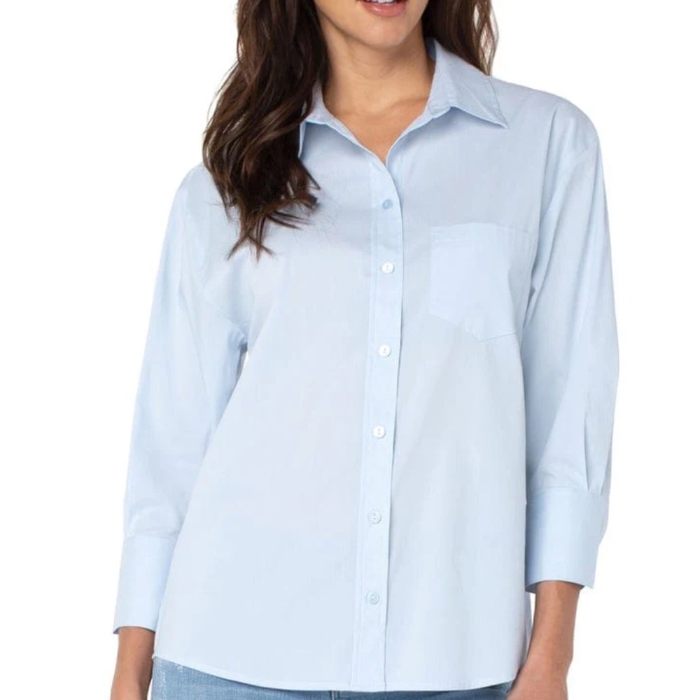 Liverpool Light Blue Button Down Shirt fits small/ medium oversized
